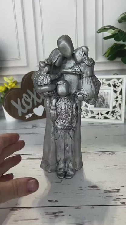 Personalized Family of Five Sculpture with Older Baby, Toddler, and Child FO5YtTC