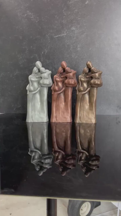 7th Anniversary Family of Four Portrait with a Toddler and a Child Sculptur, Copper Anniversary Gift, 7 Year Anniversary Gift, Copper 9FO4TC