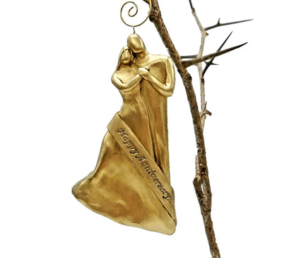 Happy 50th Anniversary Gold Christmas Ornament.