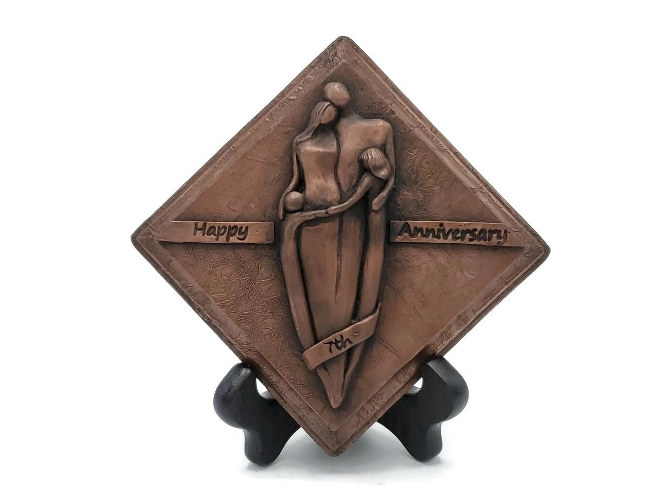 7th Anniversary Copper Plaque, Anniversary Gift, Seventh Wedding Anniversary Gift for Him and Her