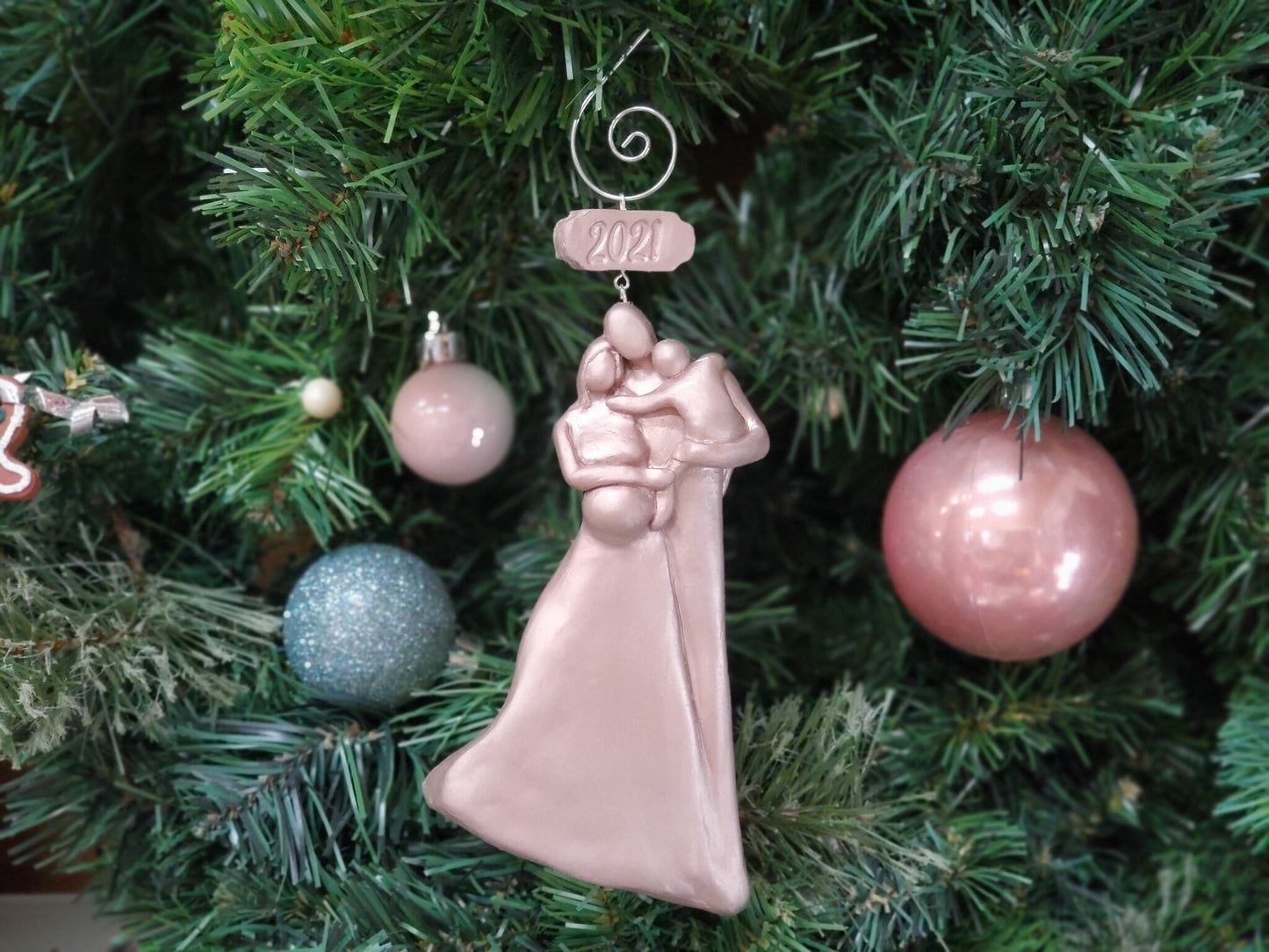Pregnant Expecting Family of Three with a Toddler Boy Christmas Ornament OrDrEFO3T-B