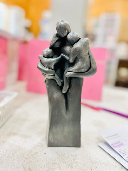 Family of Four w/ Baby and Young Toddler 10 Year Anniversary Aluminum Sculpture 10th Anniversary Gift for Men