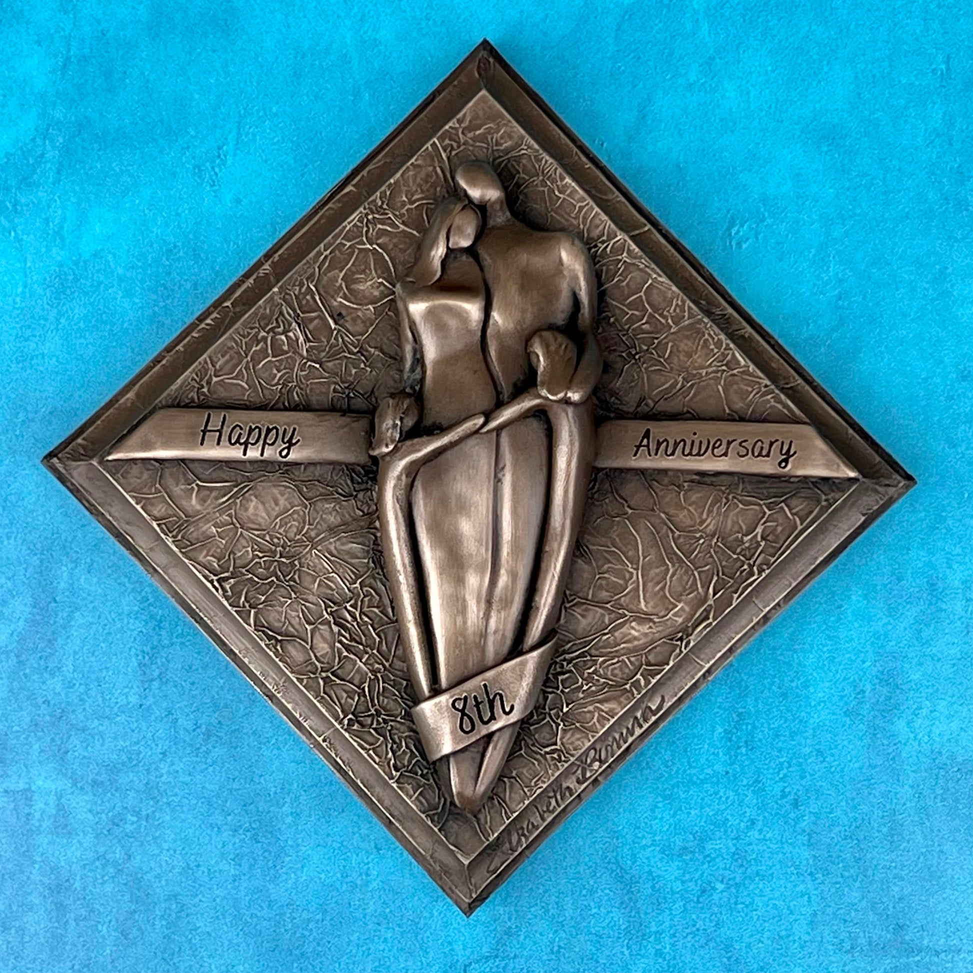 8th Anniversary Bronze Plaque, Anniversary Gift, Eighth Wedding Anniversary Gift for Him and Her