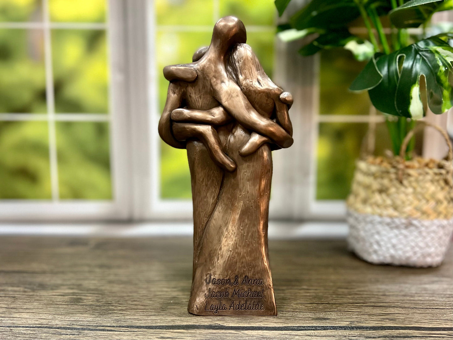 Family of Four w/Baby and Toddler 8 Year Anniversary Bronze Sculpture 8th Anniversary Gift for husband