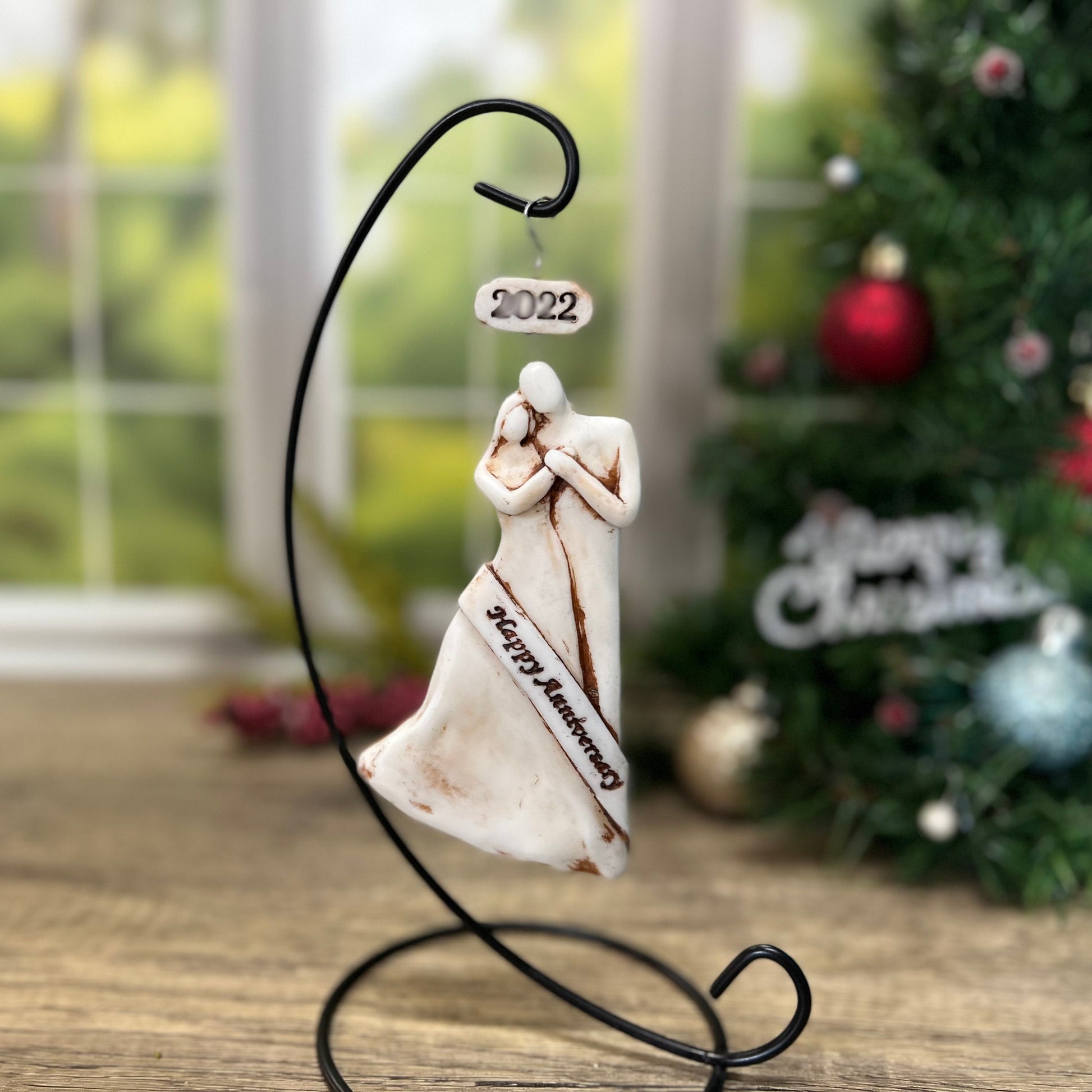 Couple's Wedding Anniversary Gift, Aluminum, Bronze, Copper, Pearl, Ivory, Silver or Gold - Happy Anniversary 2023 Christmas Ornament