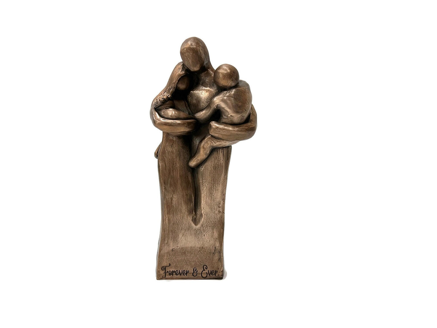 Family of Four w/ Newborn Baby and Young Toddler 8 Year Anniversary Bronze Sculpture 8th Anniversary Gift for husband