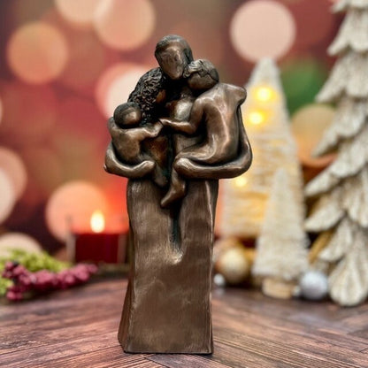 Family of Four w/Baby and Toddler 8 Year Anniversary Bronze Sculpture 8th Anniversary Gift for husband