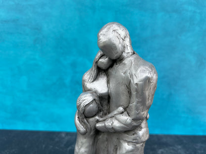 Family of Four Figurine Christmas Gift for Mom, Dad, Husband Wife 7th, 8th, 10th Anniversary Bronze, Aluminum or Copper Gift