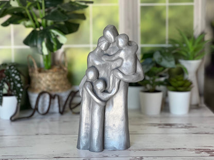 7th, 8th, 10th Anniversary Family of Five Portrait Bronze Gift, Birthday, Mother's Day, Father's Day - FO5TCC
