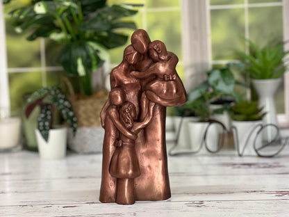 7th, 8th, 10th Anniversary Family of Five Portrait Bronze Gift, Birthday, Mother's Day, Father's Day - FO5TCC