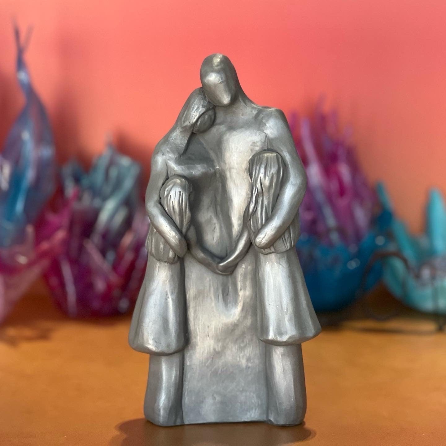 10 Year Anniversary Aluminum Sculpture, 10th Anniversary Family Portrait, Anniversary Gift for Men, Gift for Her Husband FO4-Older