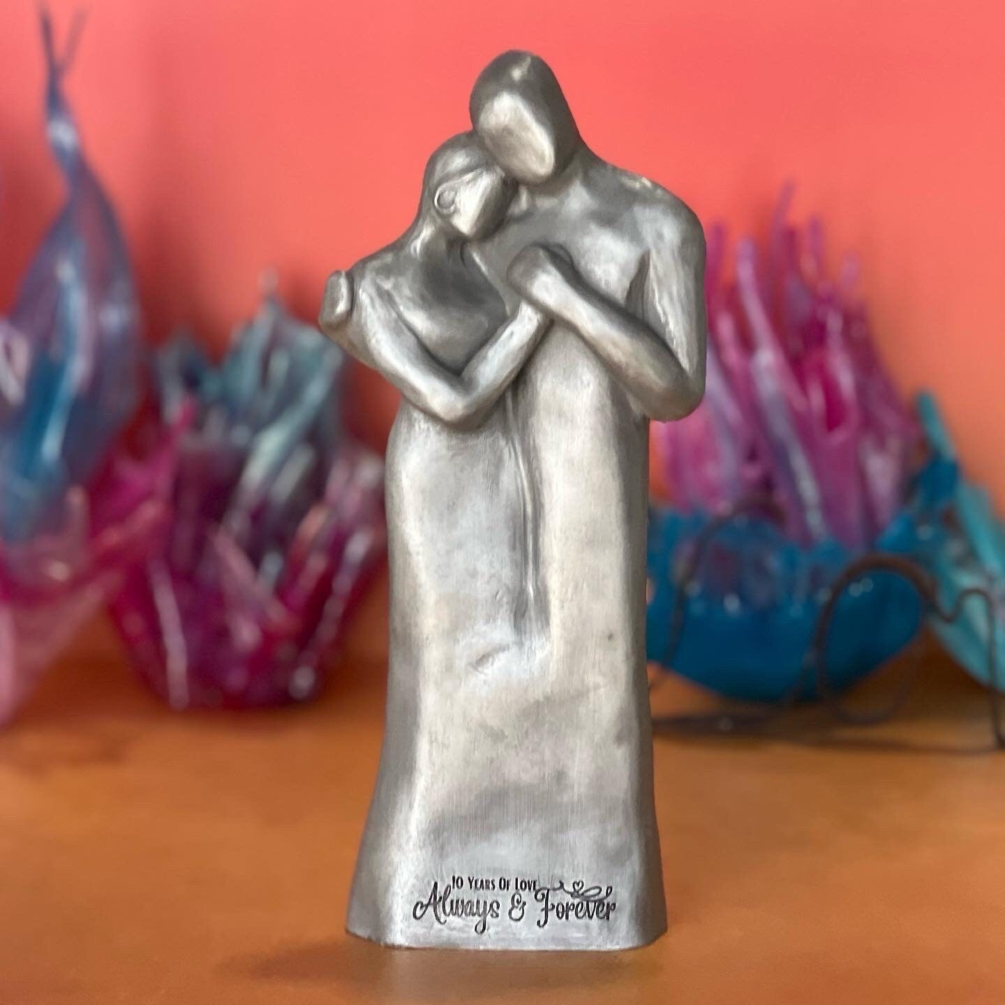 10 Year Anniversary Aluminum Sculpture, 10th Anniversary Gift for him, 10th Anniversary Gift for her, Tin Anniversary Gift, 10 year Tenth