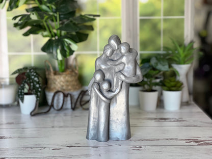 10th Anniversary Family of Five Portrait Aluminum Gift, Gift for Her, Gift for Him, Tenth Year Husband Wife