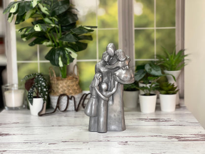 10th Anniversary Family of Five Portrait Aluminum Gift, Gift for Her, Gift for Him, Tenth Year Husband Wife