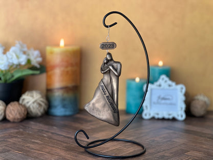 Couple's Wedding Anniversary Gift, Aluminum, Bronze, Copper, Pearl, Ivory, Silver or Gold - Happy Anniversary 2023 Christmas Ornament