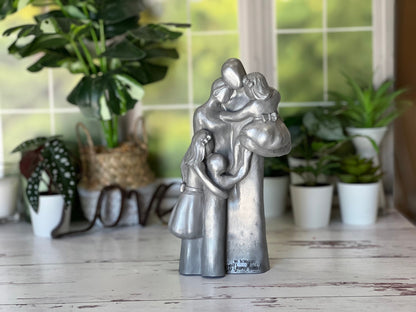 10th Anniversary Family of Five Portrait Aluminum Gift, Gift for Her, Gift for Him, Tenth Year Husband Wife