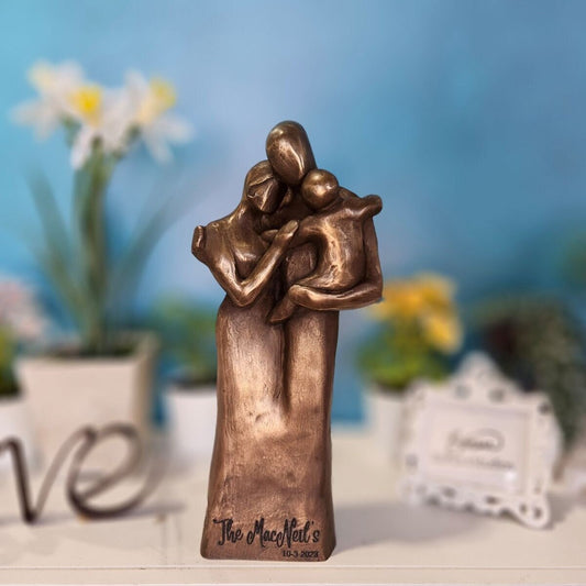 Family of Three, Young Toddler Portrait 7th, 8th, 10th Anniversary Gift, Mother's Day, Father's Day, Christmas - FO3YT