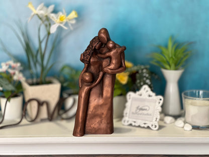 7th Anniversary Family of Four Portrait with a Toddler and a Child Sculptur, Copper Anniversary Gift, 7 Year Anniversary Gift, Copper 9FO4TC