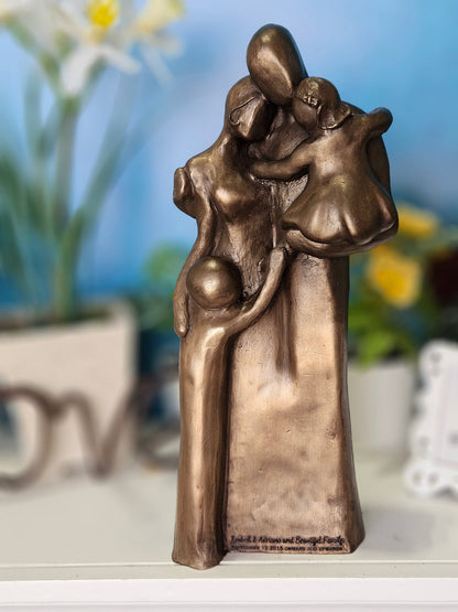 8th Anniversary Family of Four Portrait Sculpture with a Toddler and a Child, Bronze Anniversary Gift 8 Year Gift for Her