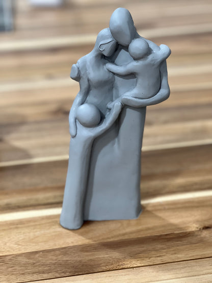 8th Anniversary Family of Four Portrait Sculpture with a Toddler and a Child, Bronze Anniversary Gift 8 Year Gift for Her