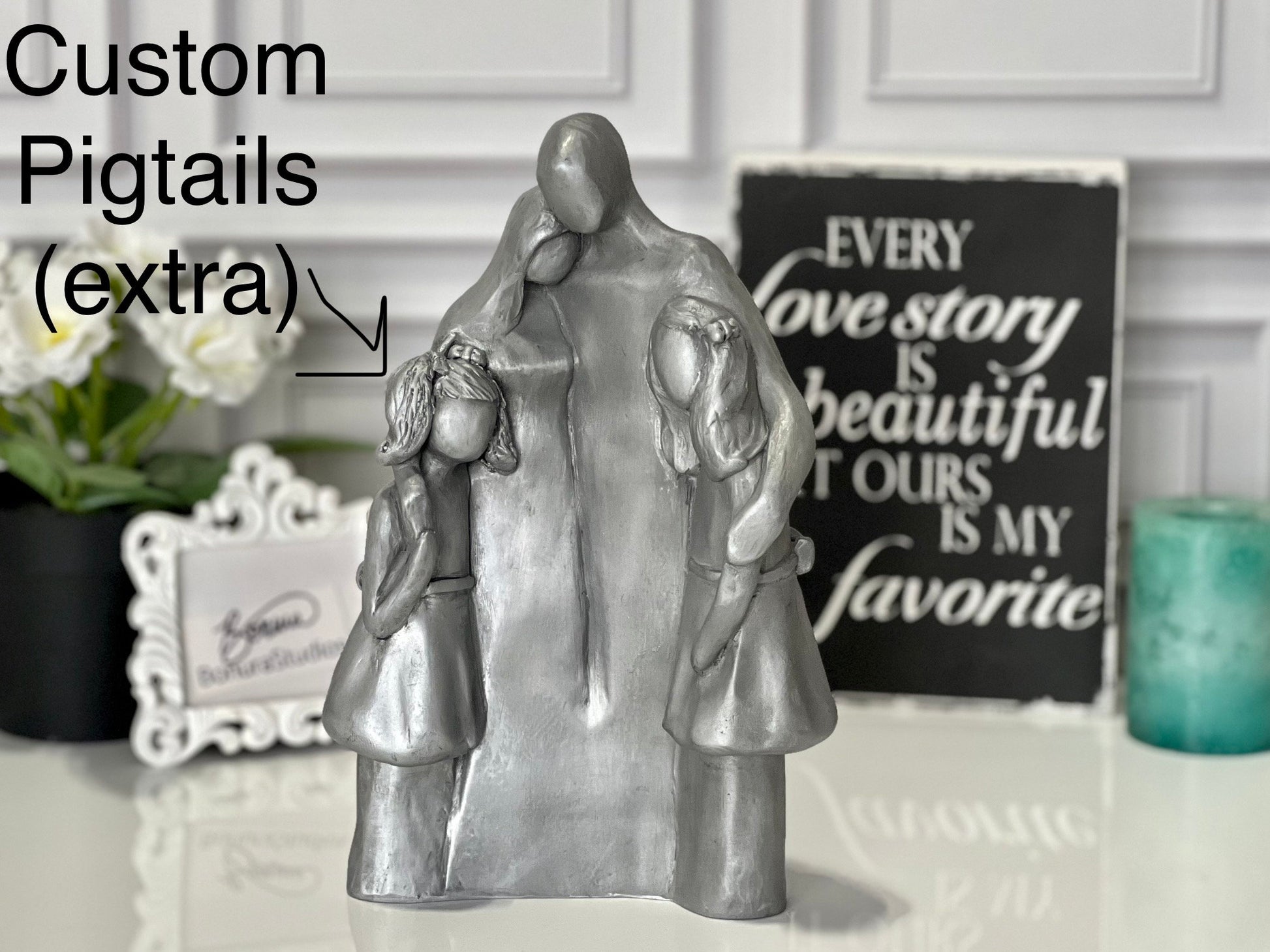 10 Year Anniversary Aluminum Sculpture, 10th Anniversary Family Portrait, Anniversary Gift for Men, Gift for Her Husband FO4-Older