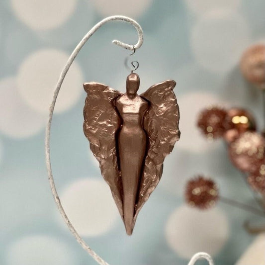Rose Gold Hand Sculpted Angel Christmas Ornament