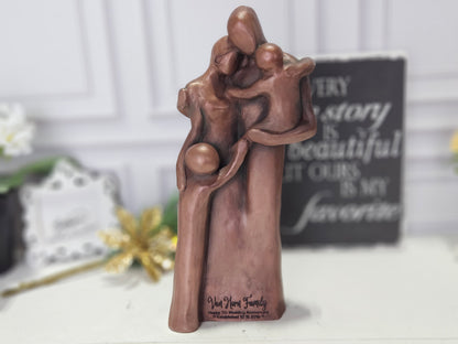 7th Anniversary Family of Four Portrait with a Toddler and a Child Sculptur, Copper Anniversary Gift, 7 Year Anniversary Gift, Copper 9FO4TC